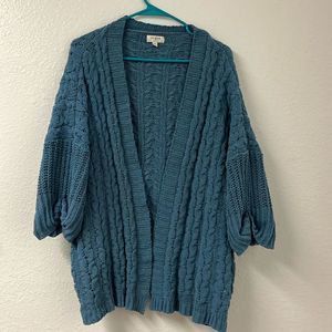 Umgee Blue Cable Knit Cardigan